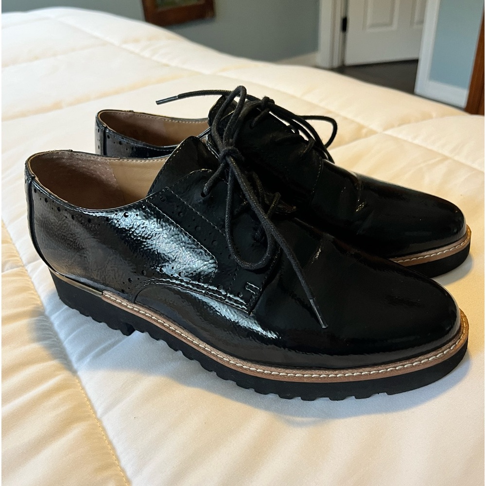 Black patent leather Franco Sarto women’s Oxford 8.5